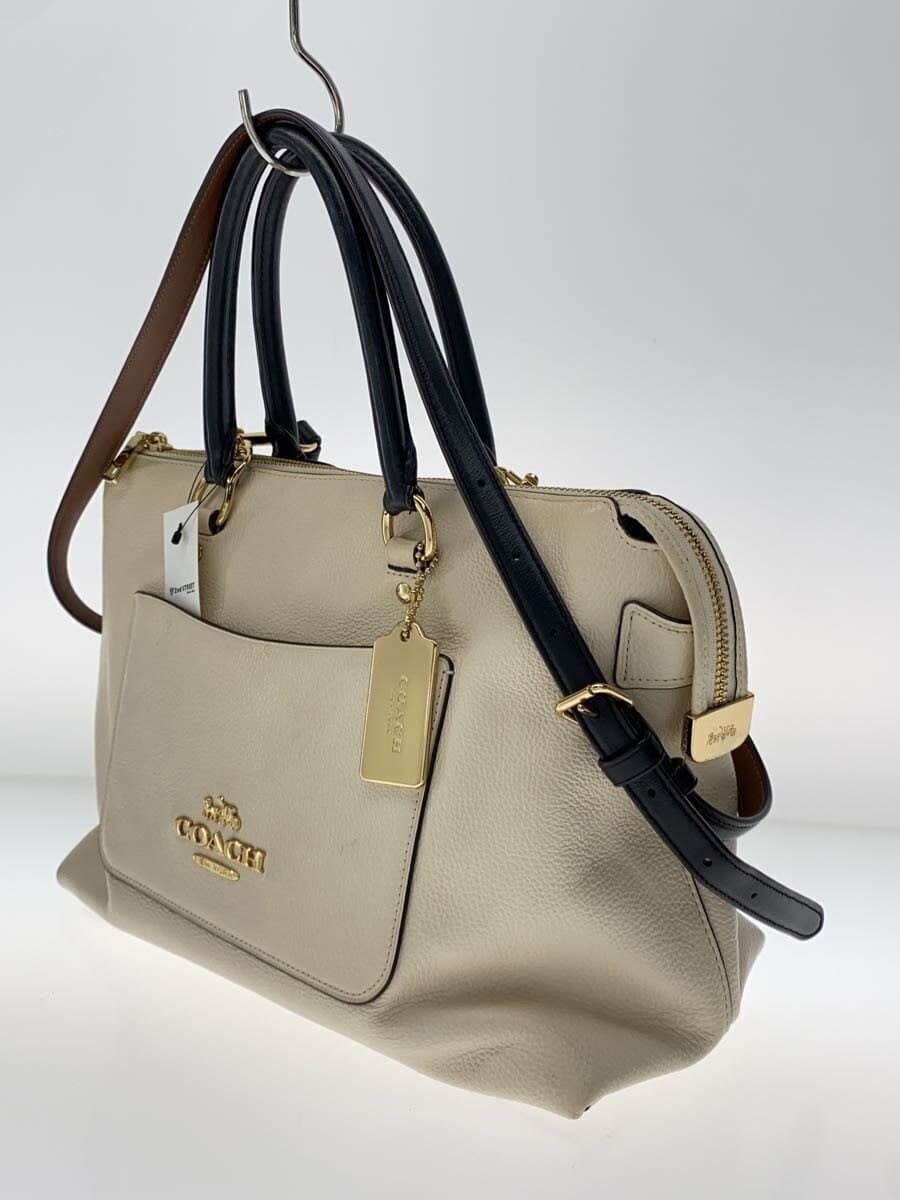 COACH Handbag Leather CRM Near Rivet With Stain Corner Wear 2