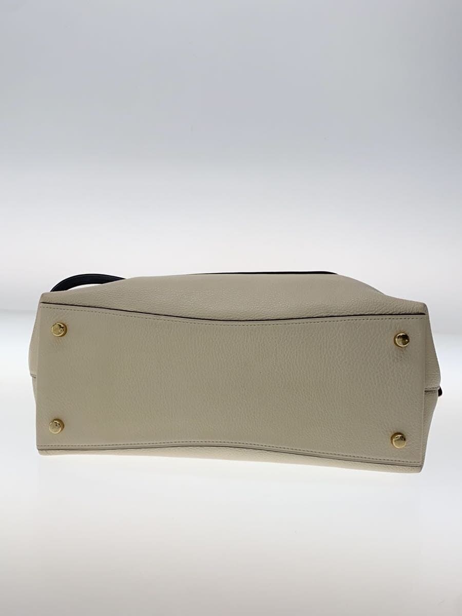 COACH Handbag Leather CRM Near Rivet With Stain Corner Wear 4