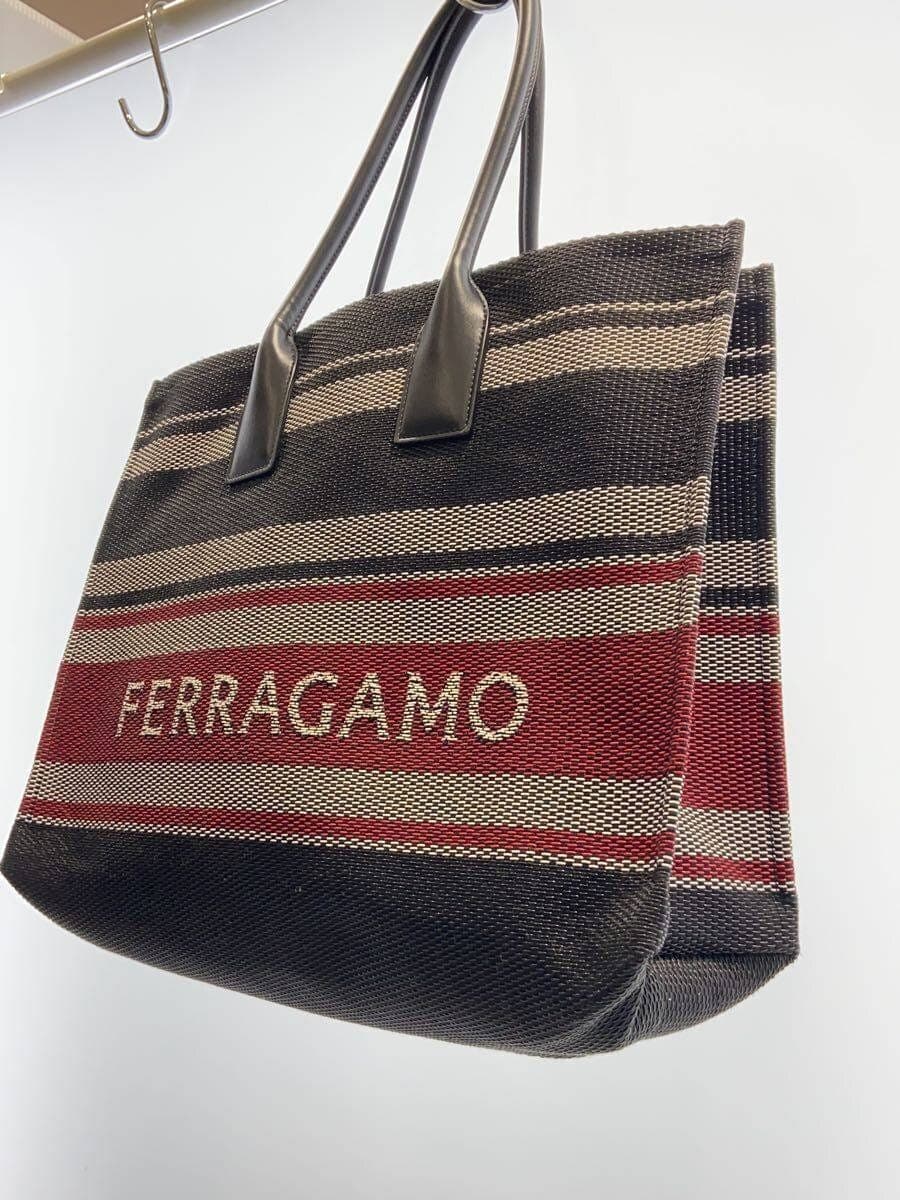 Salvatore Ferragamo handbag PVC BLK stripe 2