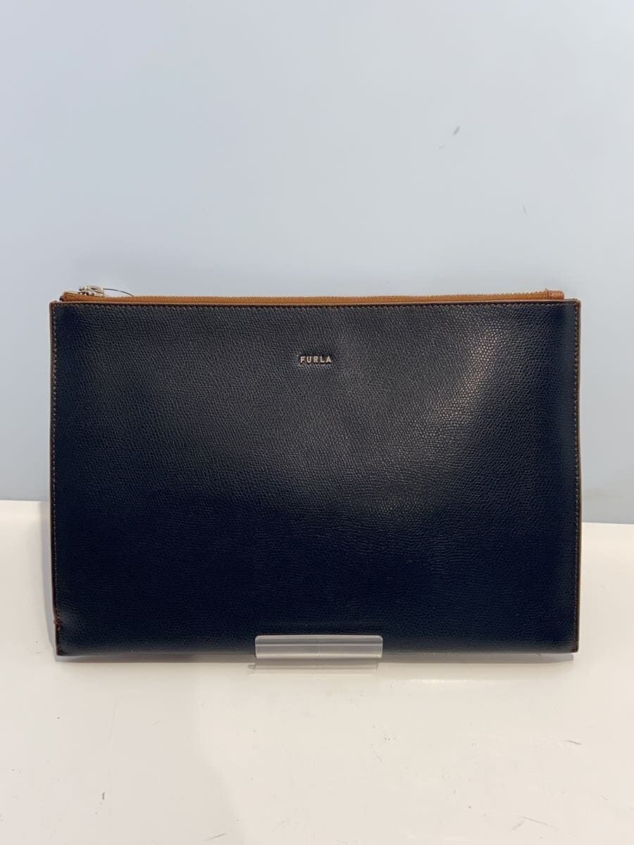 FURLA Clutch Bag Leather NVY 3