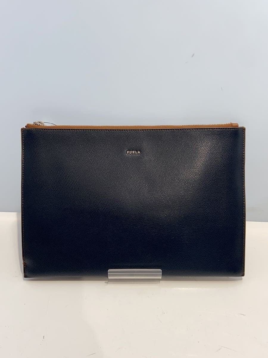 FURLA Clutch Bag Leather NVY 3