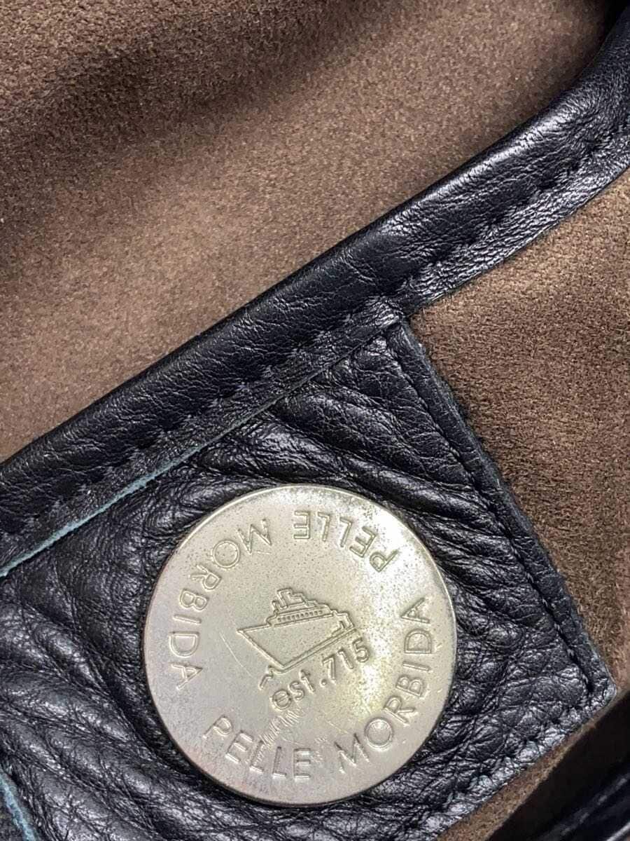 PELLE MORBIDA Bag Leather Black Cracks on the handles; general wear and scuffs 5