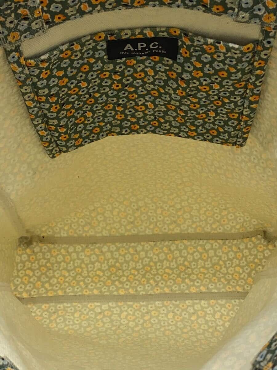 A.P.C. Tote Bag Canvas Green Floral Print 6