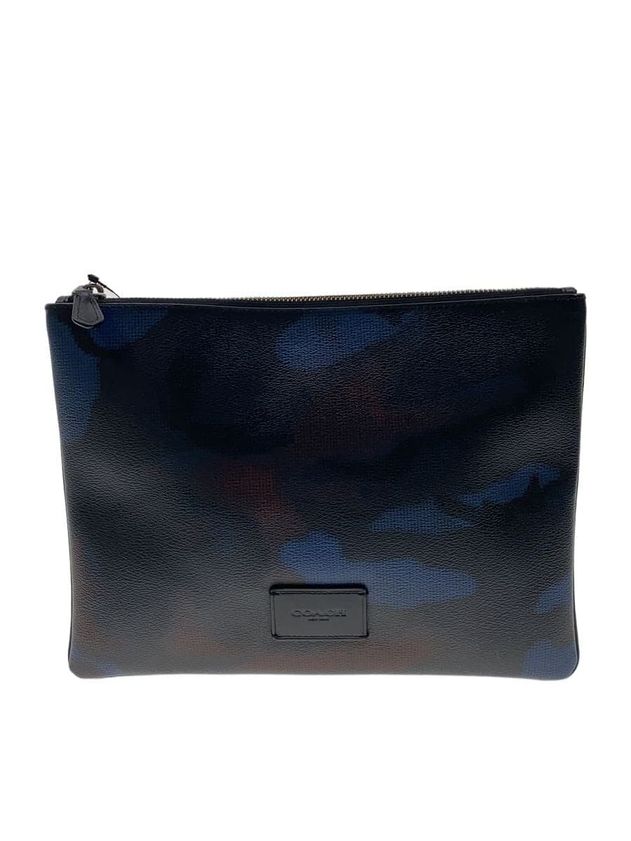 COACH Clutch Bag Leather Black Camouflage F37881