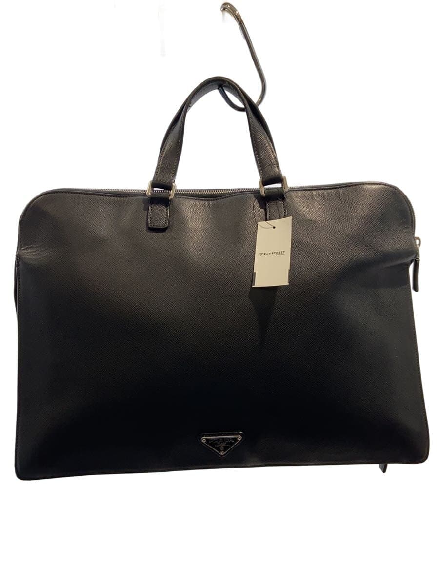 PRADA bag leather black saffiano some tears present