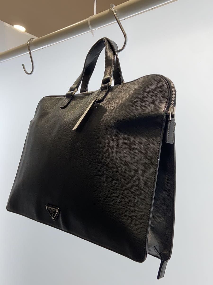 PRADA bag leather black saffiano some tears present 2