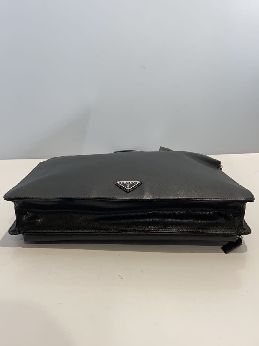 PRADA bag leather black saffiano some tears present 4