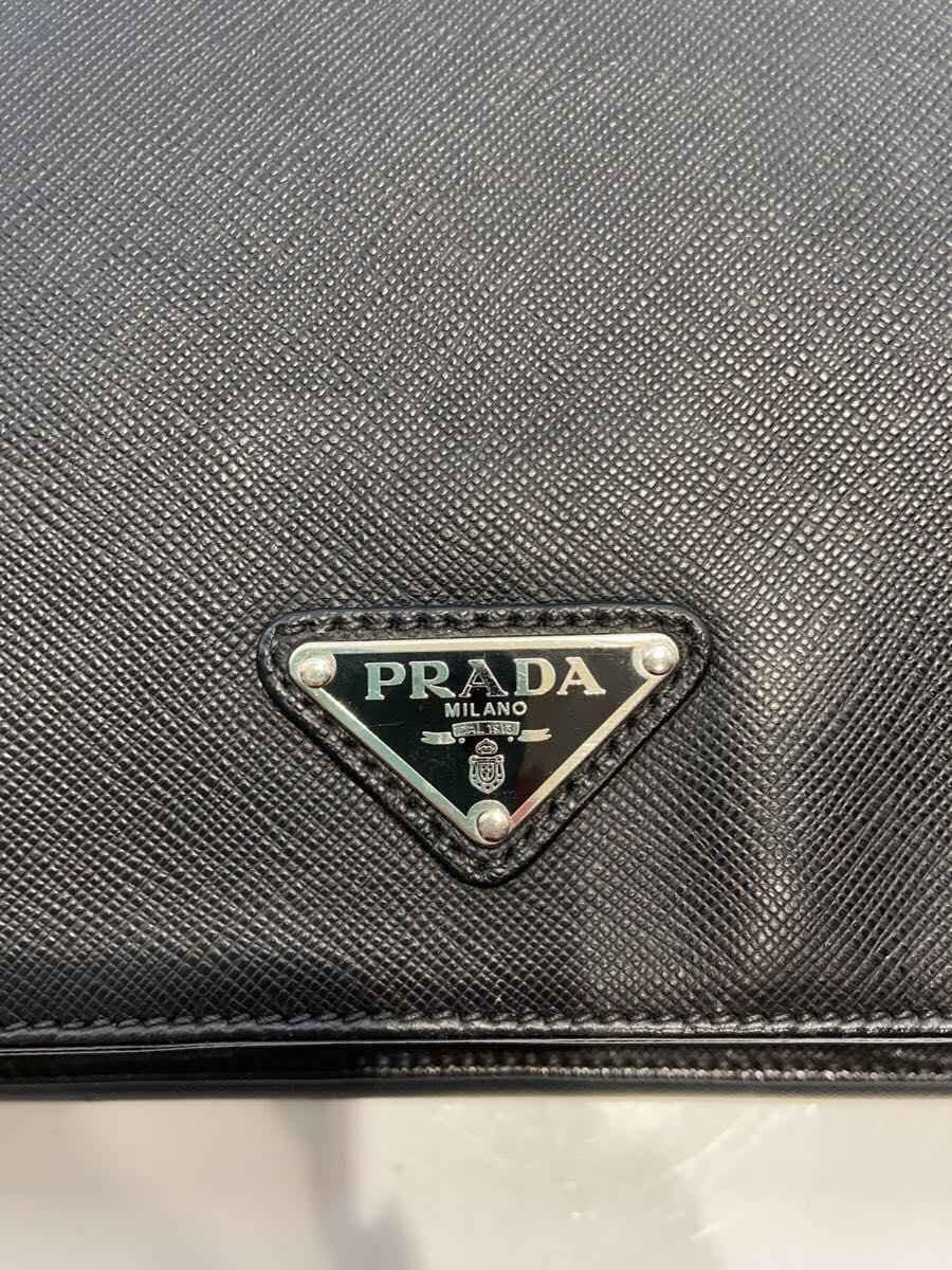 PRADA bag leather black saffiano some tears present 5
