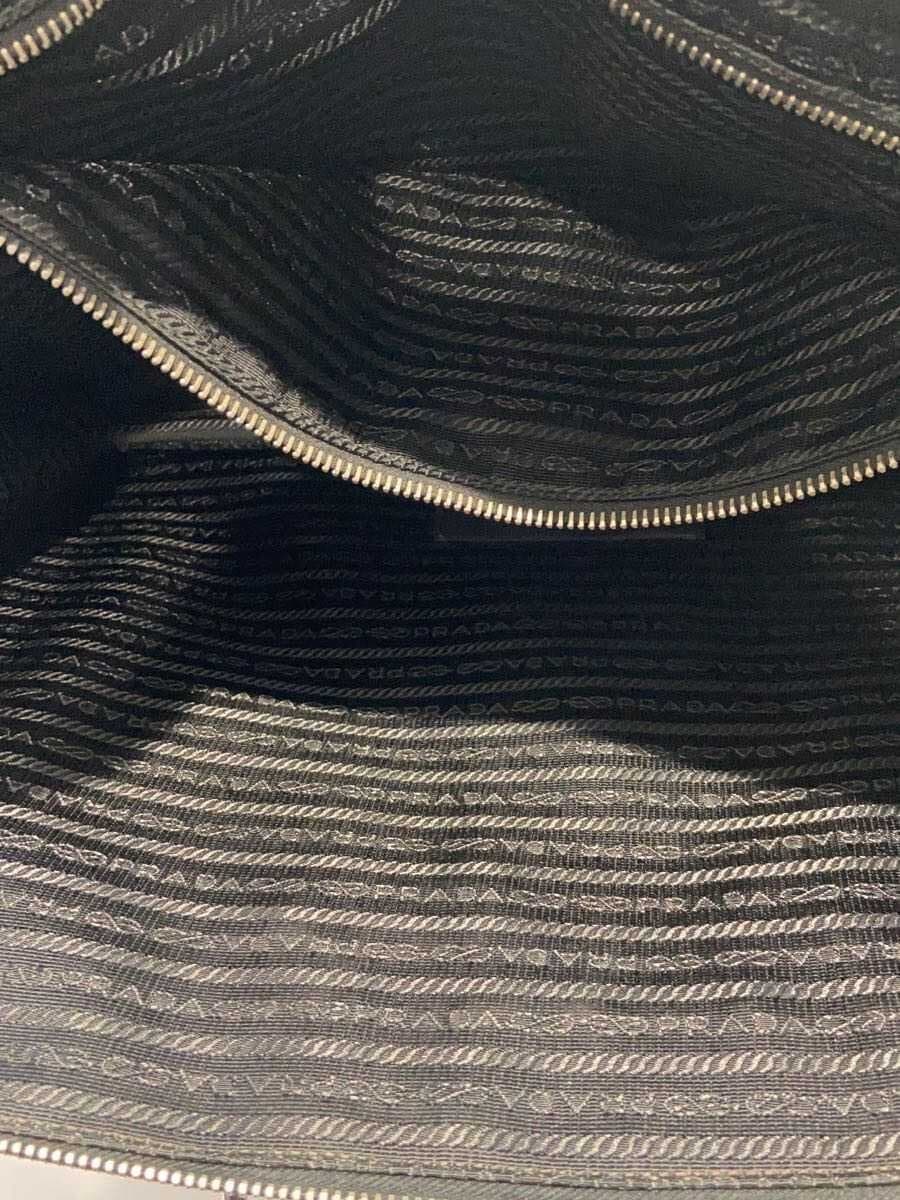 PRADA bag leather black saffiano some tears present 6