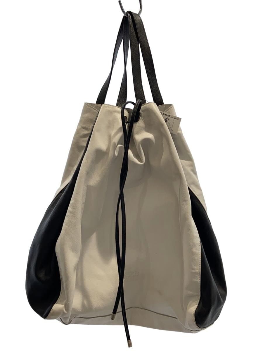 JIL SANDER NAVY tote bag leather WHT plain