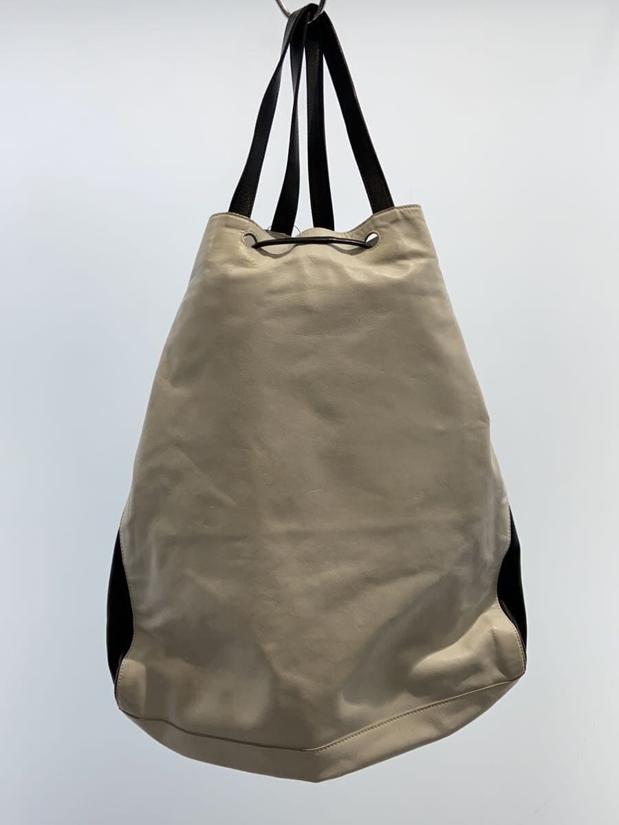 JIL SANDER NAVY tote bag leather WHT plain 3