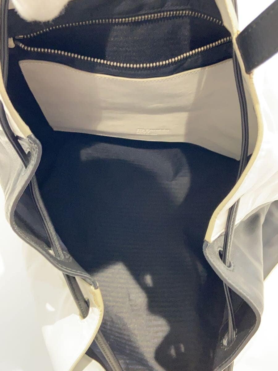 JIL SANDER NAVY tote bag leather WHT plain 6