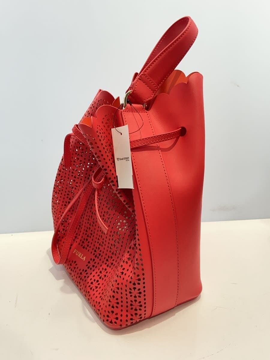 FURLA Costanza Drawstring type Shoulder bag Leather RED Floral pattern 1025340 2