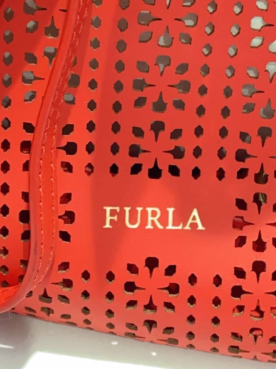 FURLA Costanza Drawstring type Shoulder bag Leather RED Floral pattern 1025340 5