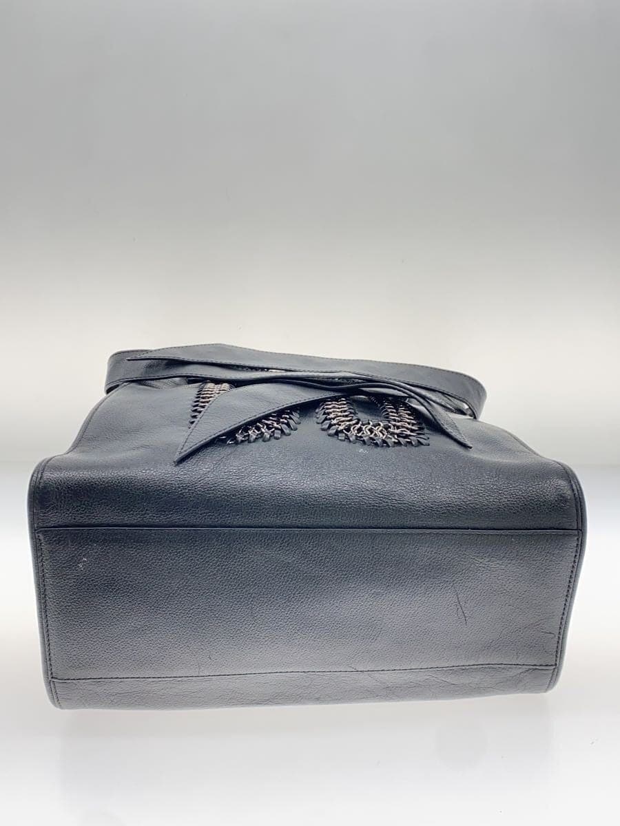 Daks Chain Tote Bag Leather BLK 4