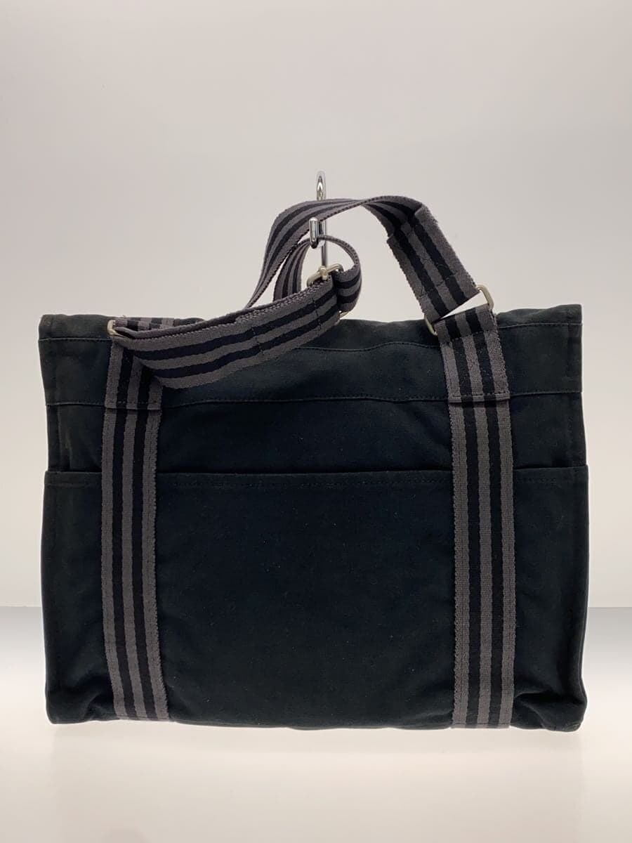 HERMES Fourre-Tout Basas MN Shoulder Bag Canvas BLK Solid 3