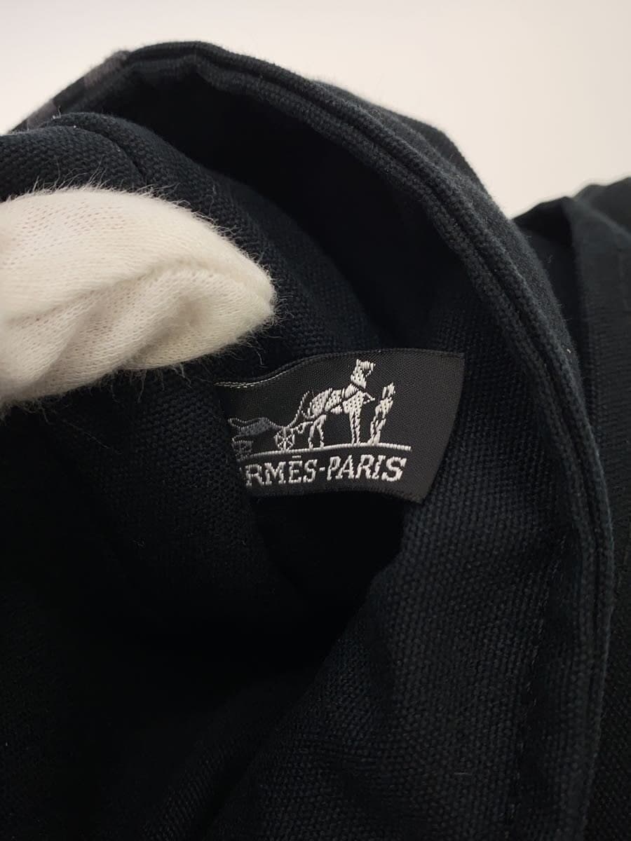 HERMES Fourre-Tout Basas MN Shoulder Bag Canvas BLK Solid 5