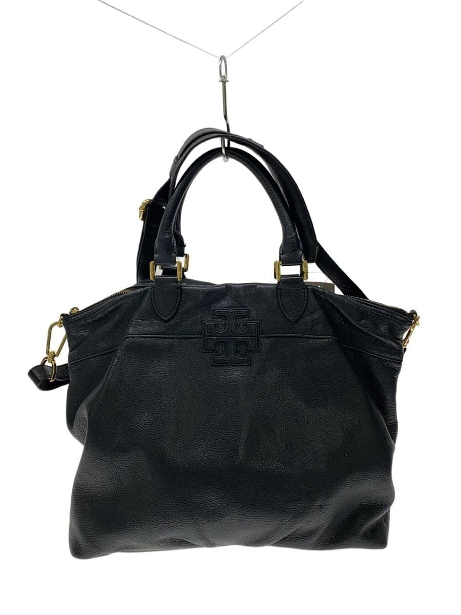 TORY BURCH 2WAY Shoulder Bag Leather BLK Solid Color