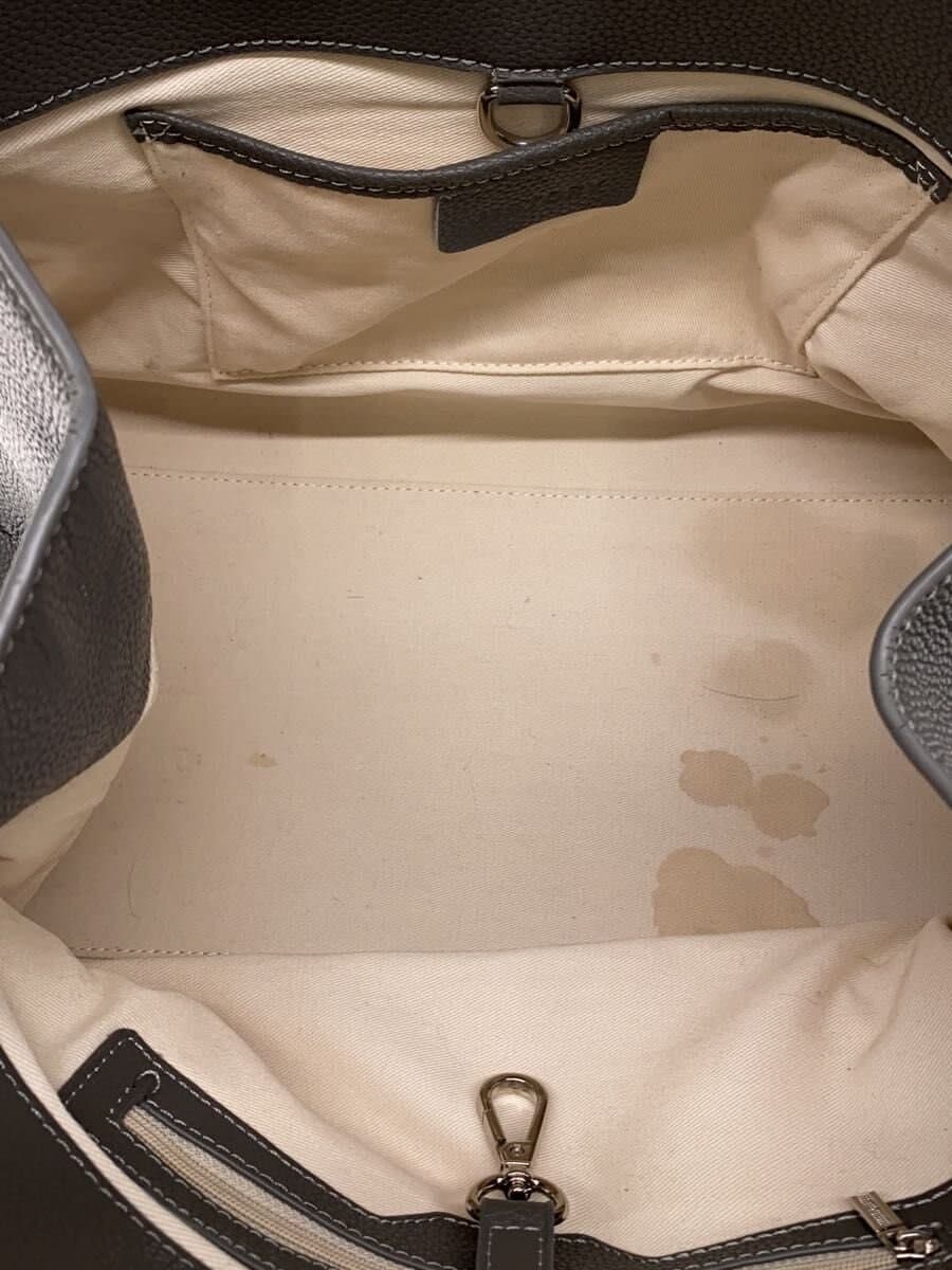 JISTORY Handbag Leather Gray Solid Color 6