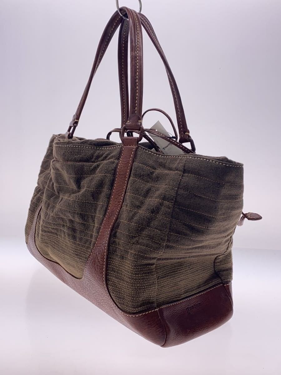 GENTEN Tote Bag Linen KHK Border Stripe 2