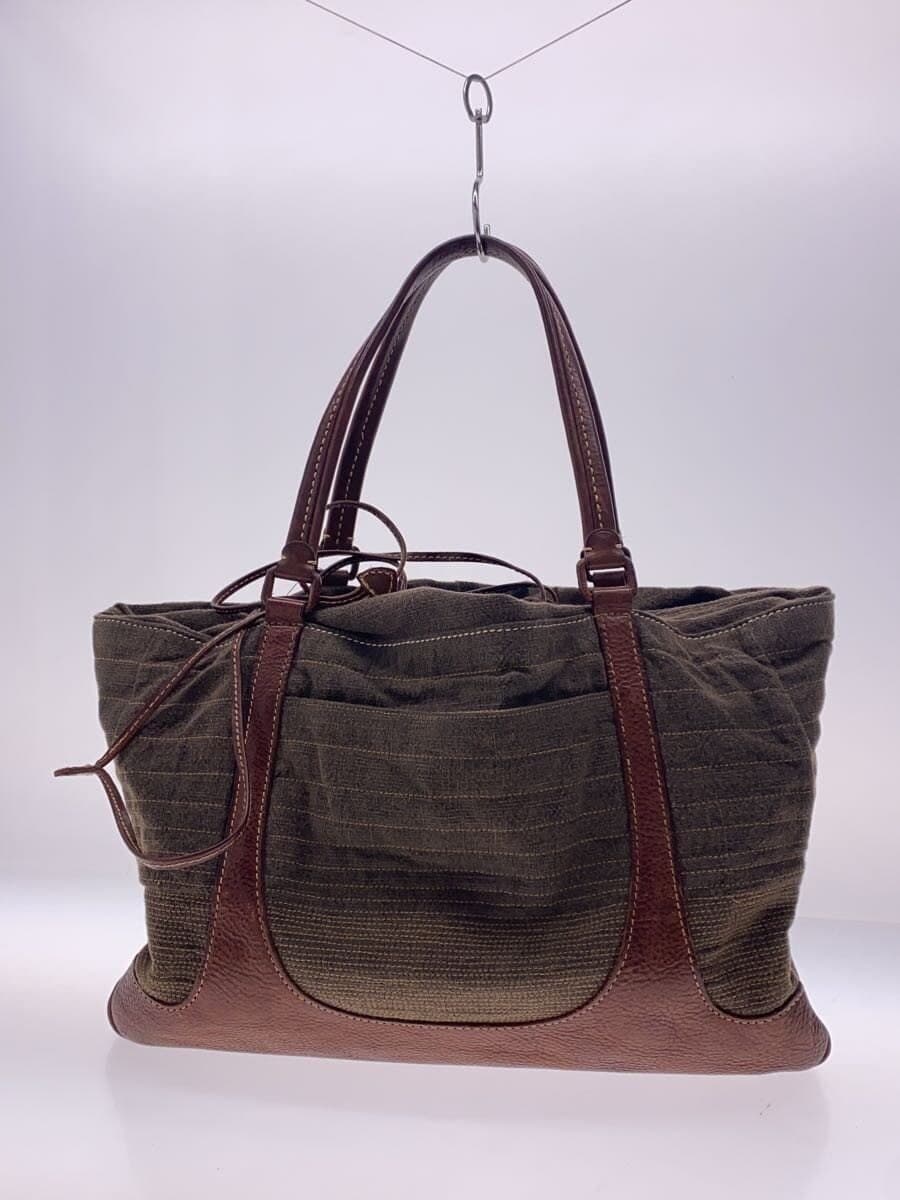 GENTEN Tote Bag Linen KHK Border Stripe 3