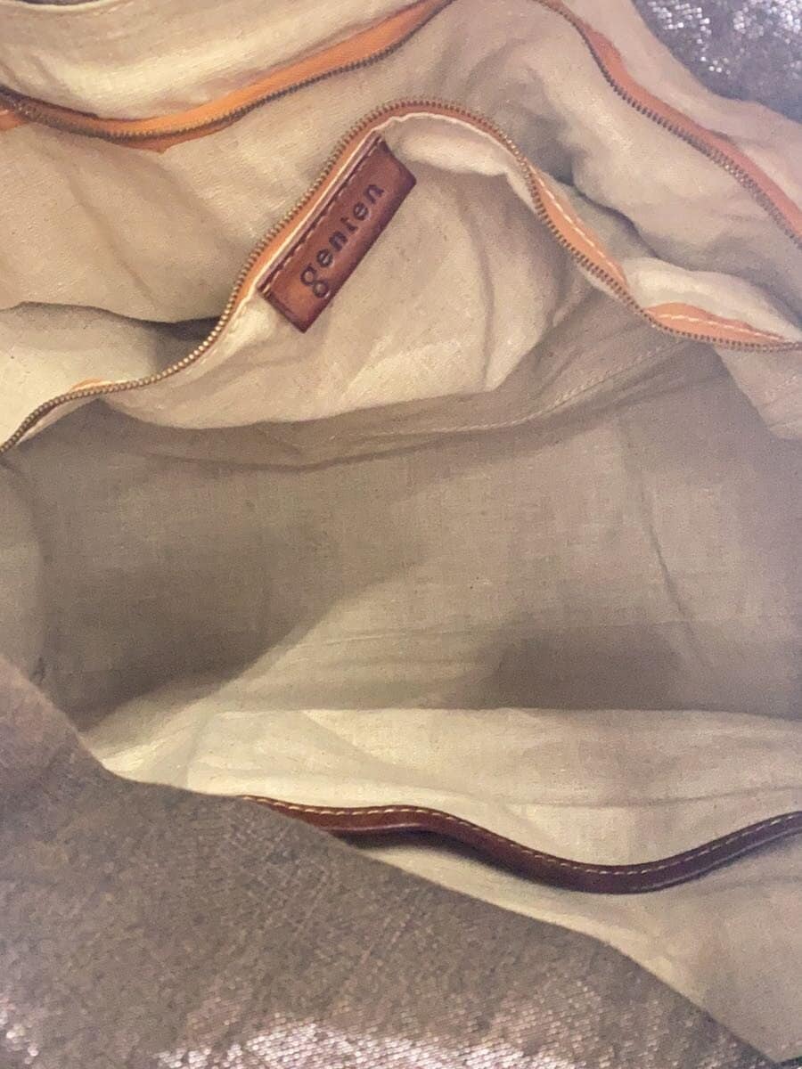 GENTEN Tote Bag Linen KHK Border Stripe 6