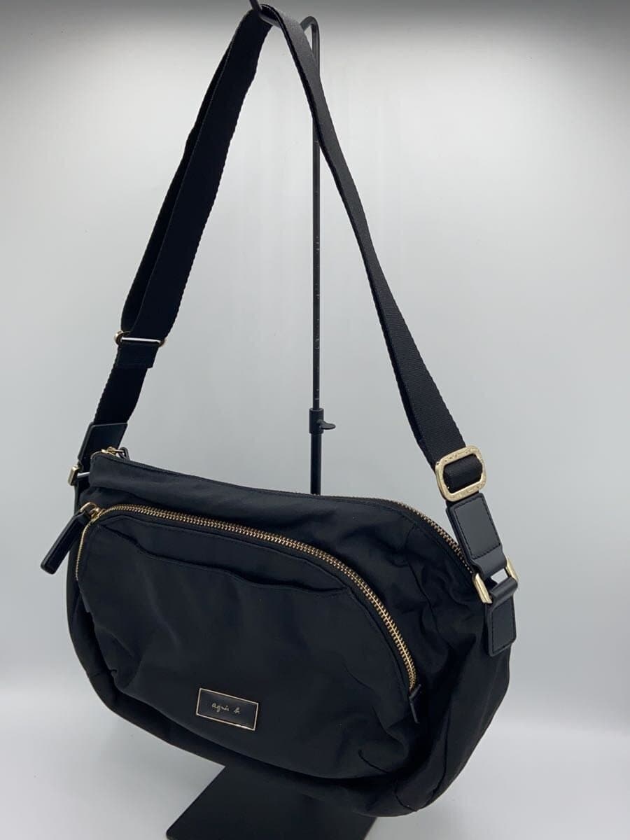 agnes b. Shoulder Bag Nylon BLK Solid FT03-04 2