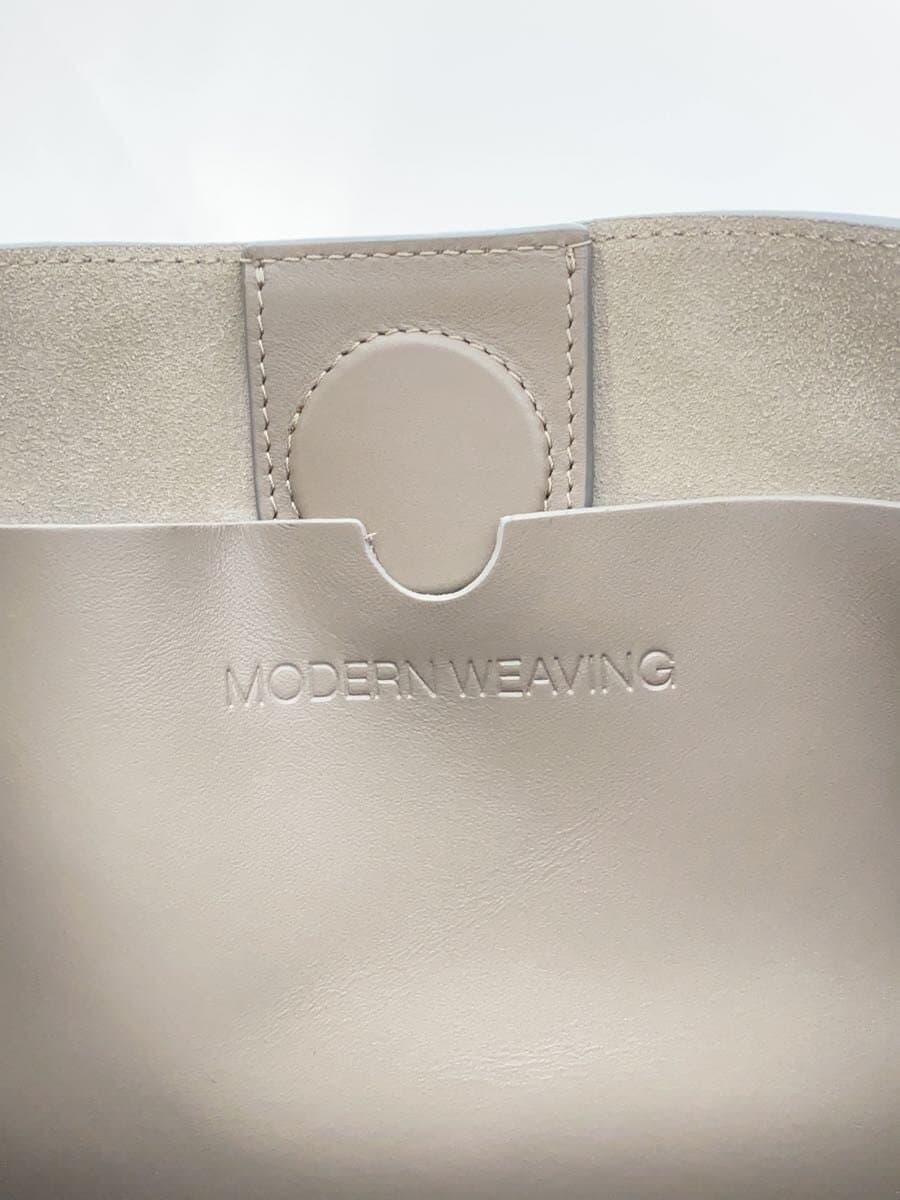 Other Brands: Modern Weaving Shoulder Bag Leather BEG Solid Color 5