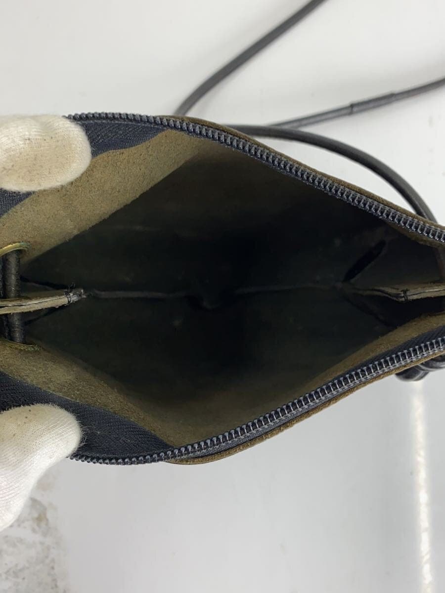 IL BISONTE Shoulder Bag Leather Black Zipper with fabric tear 6