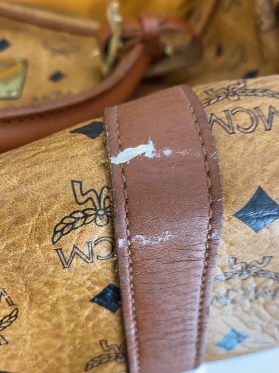 MCM Boston Bag Leather CML All-over Print 3361F Scratches Rust Condition as-is 8