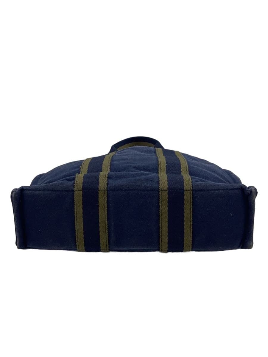 HERMES Bag Canvas Navy Solid Color 4