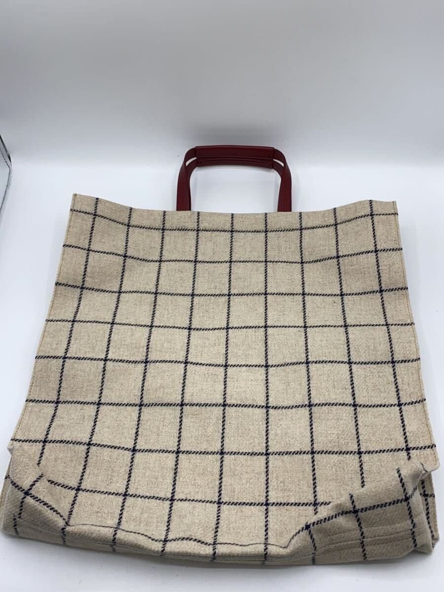 agnes b. Tote Bag Polyester BEG Check RAX04-1 3