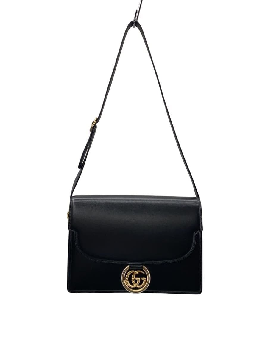 GUCCI Shoulder Bag Leather BLK Solid