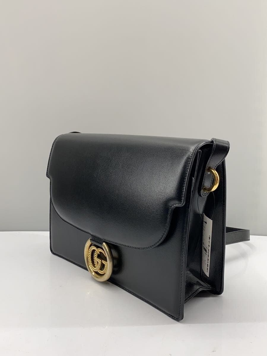 GUCCI Shoulder Bag Leather BLK Solid 2