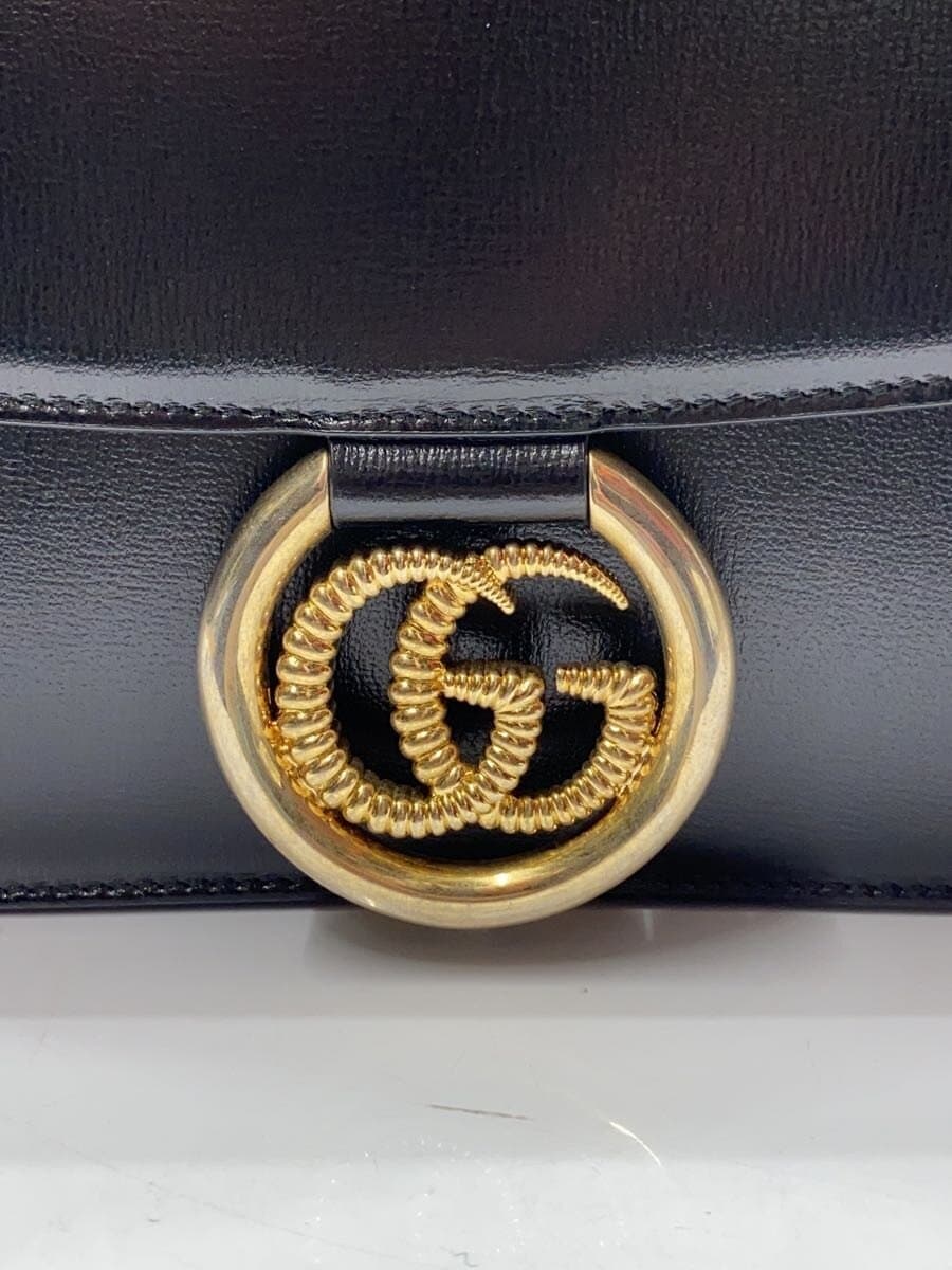 GUCCI Shoulder Bag Leather BLK Solid 5