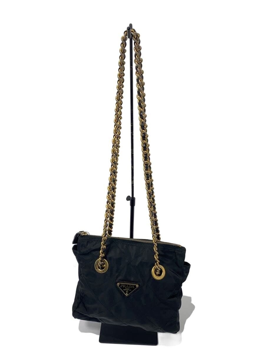 PRADA Quilted Chain Shoulder Bag BLK