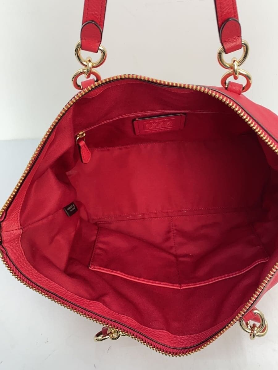 COACH Tote Bag Leather PNK F59325 Corner Scuff 6