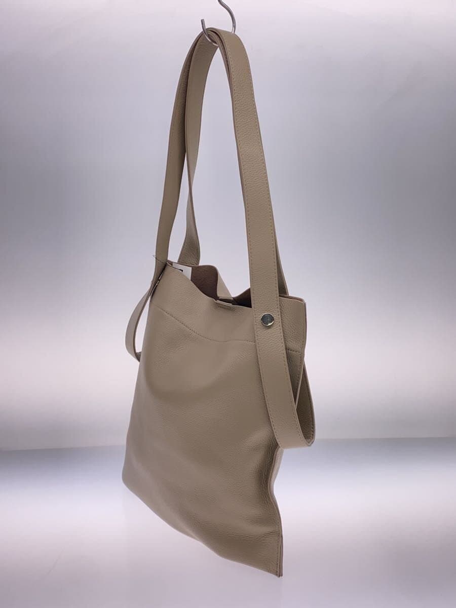 Beaure Tote Bag Cowhide BEG Plain 2