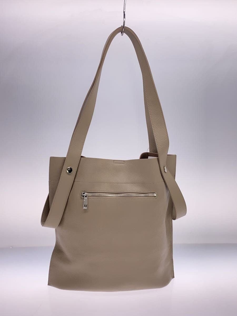 Beaure Tote Bag Cowhide BEG Plain 3