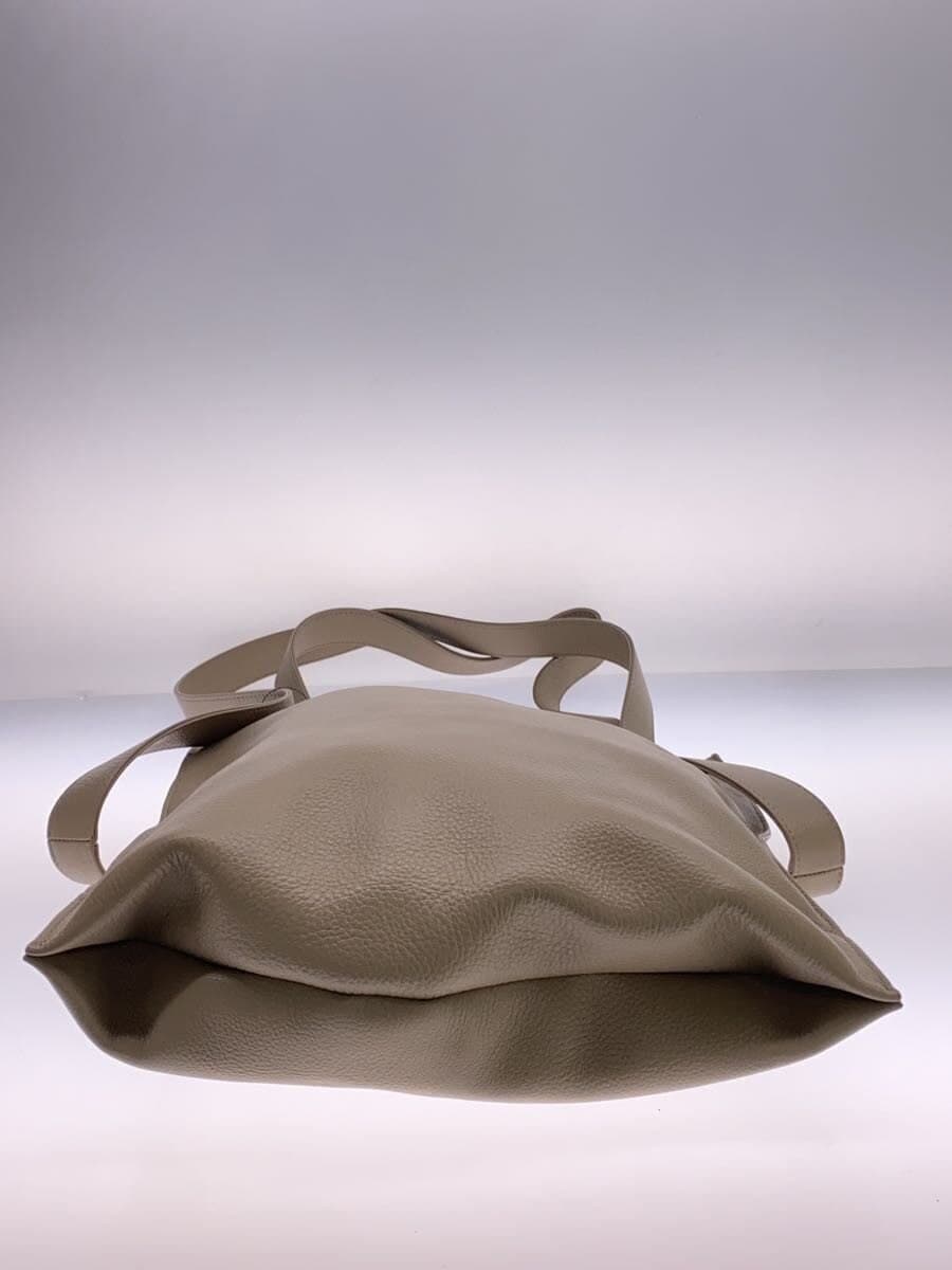 Beaure Tote Bag Cowhide BEG Plain 4