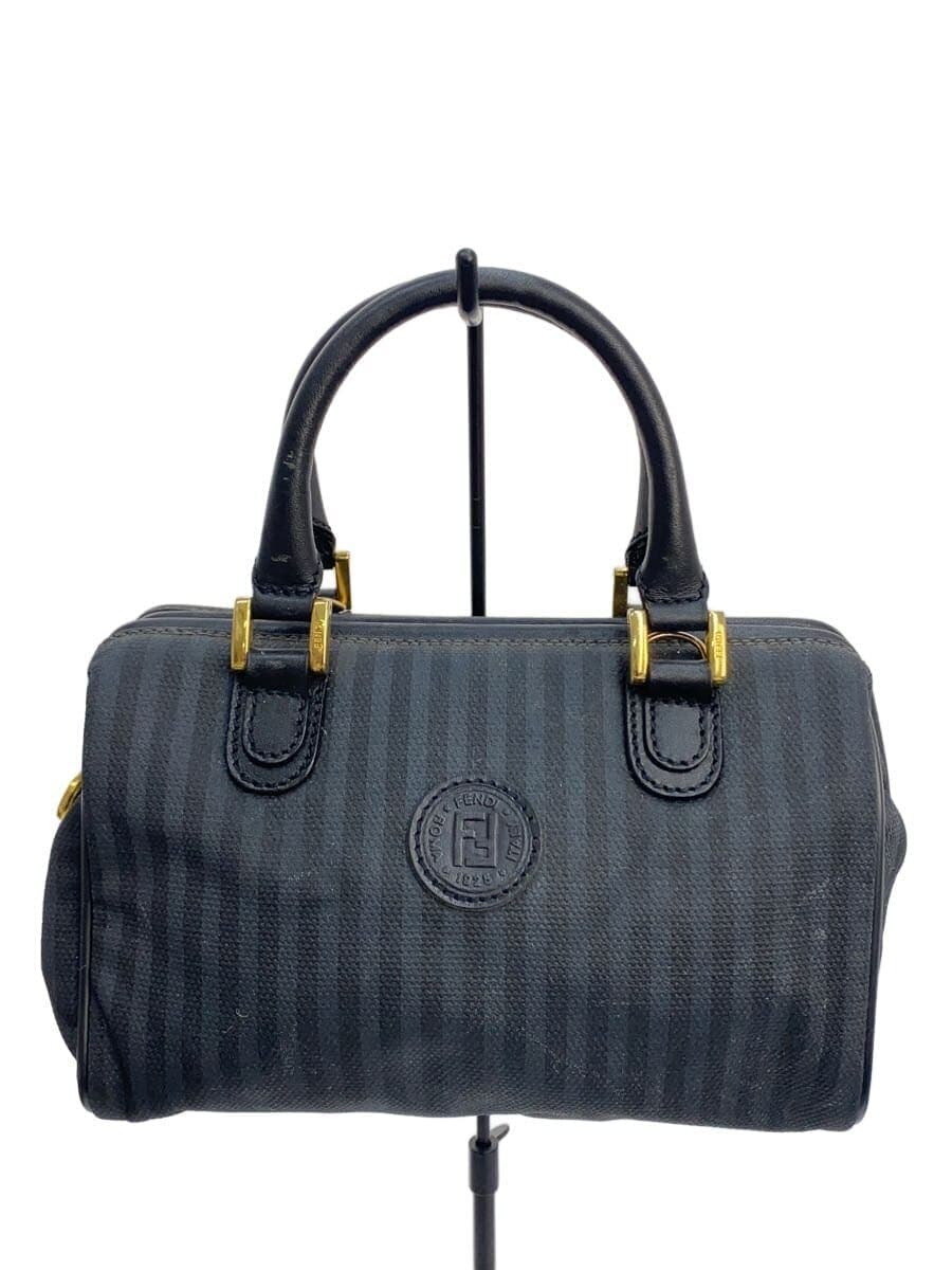 FENDI Handbag Nylon BLK Stripe Pecan Mini Shoulder Bag