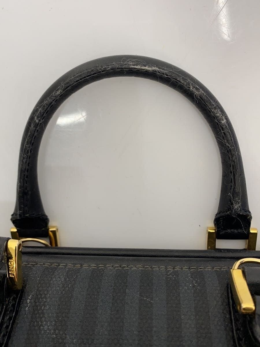 FENDI Handbag Nylon BLK Stripe Pecan Mini Shoulder Bag 7