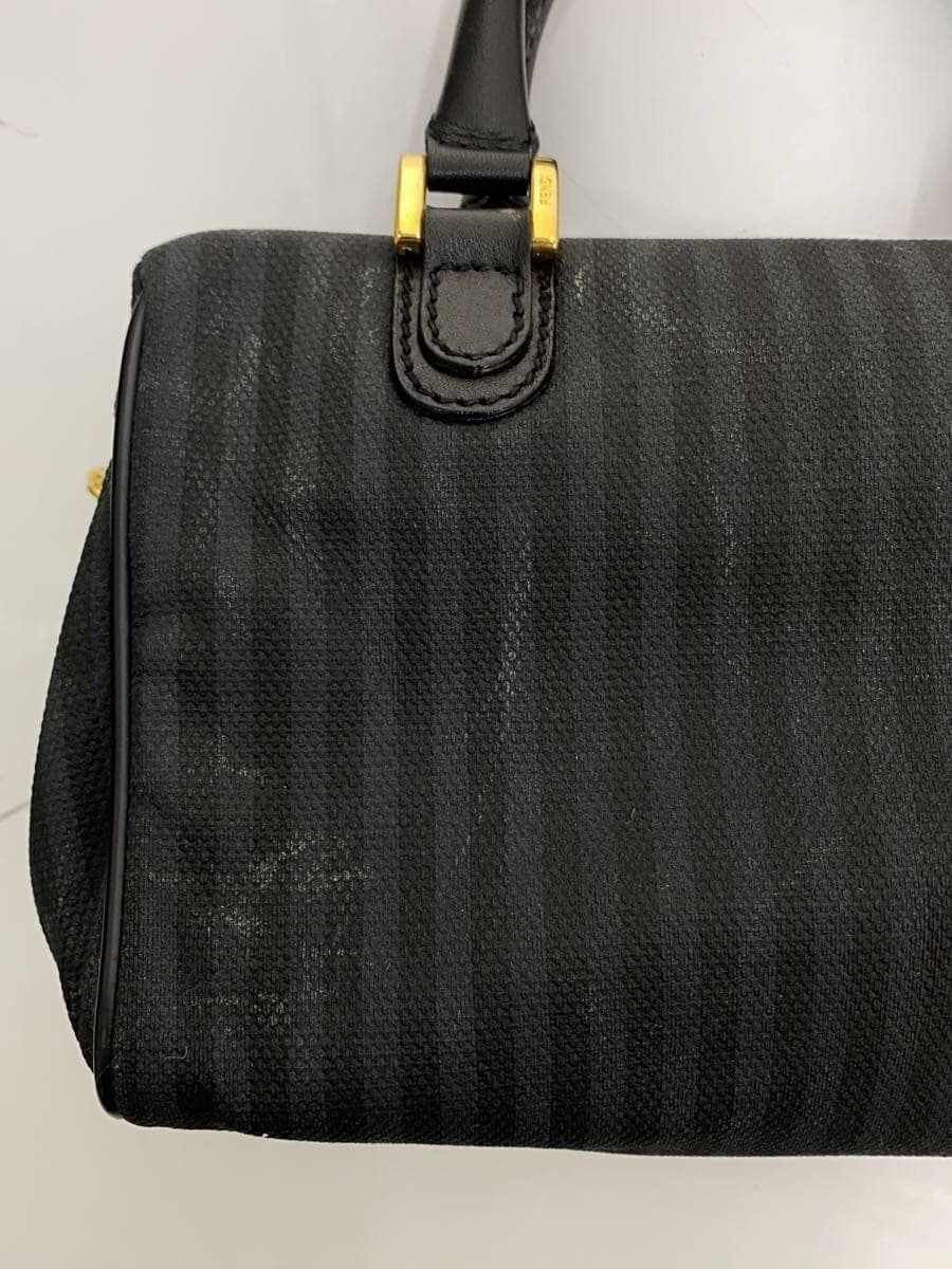 FENDI Handbag Nylon BLK Stripe Pecan Mini Shoulder Bag 8