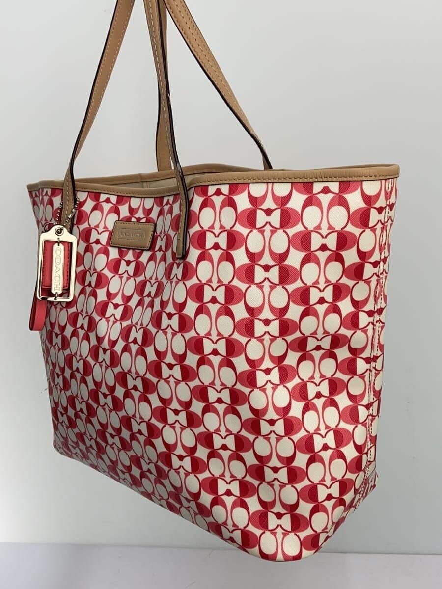 COACH tote bag leather PNK all-over pattern F25673 2