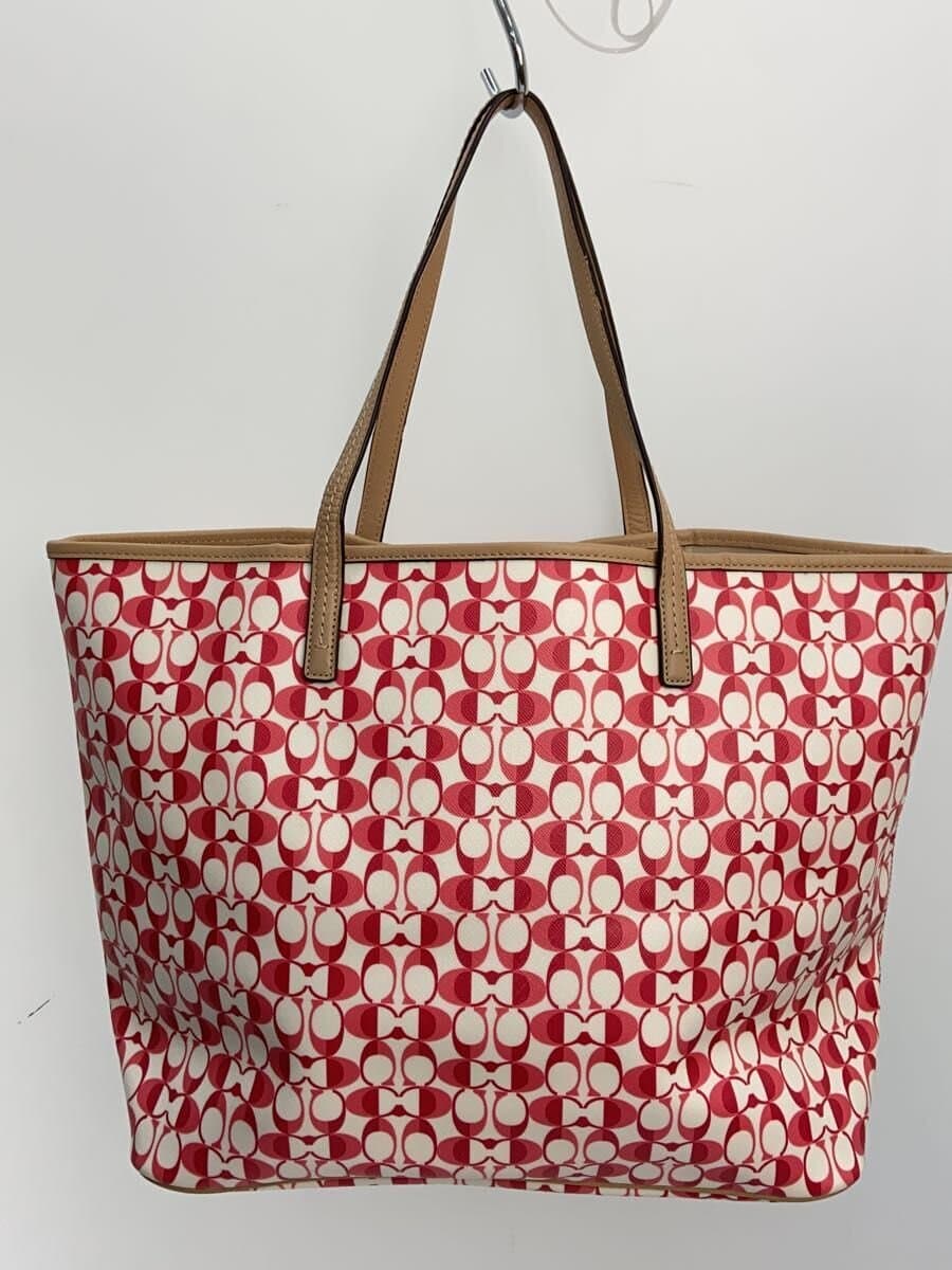 COACH tote bag leather PNK all-over pattern F25673 3