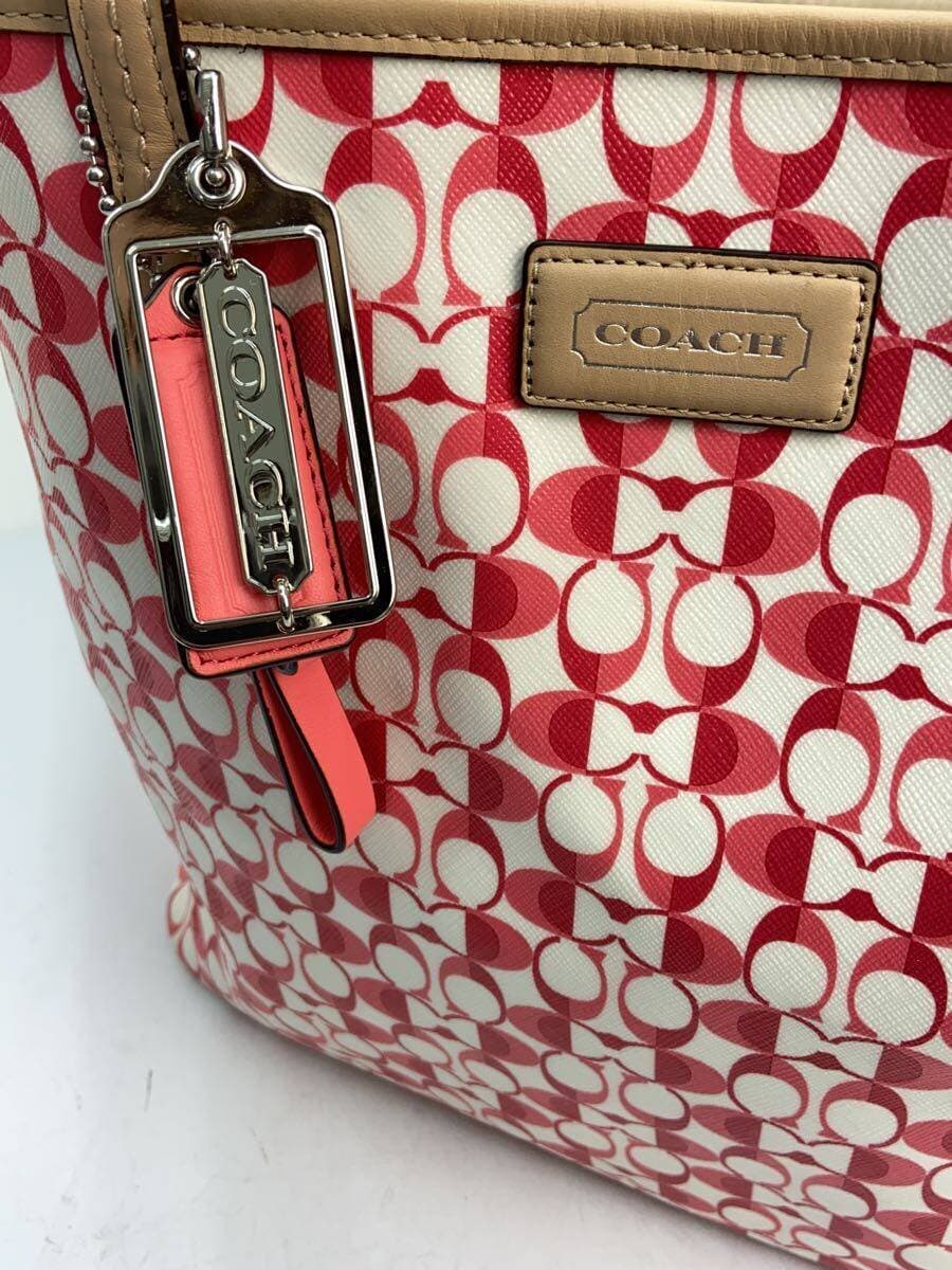 COACH tote bag leather PNK all-over pattern F25673 5