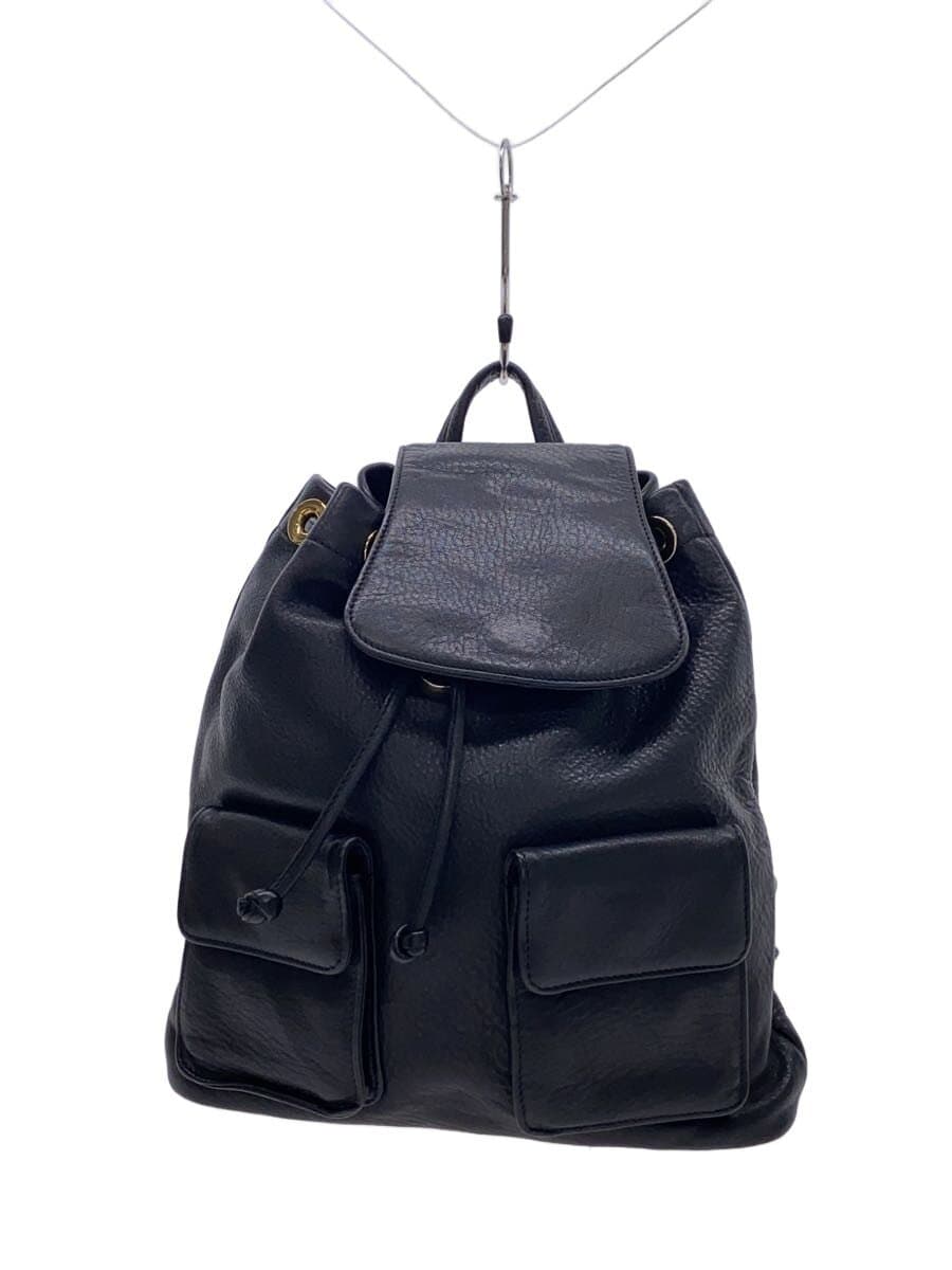 HIROFU Backpack Leather Black Plain