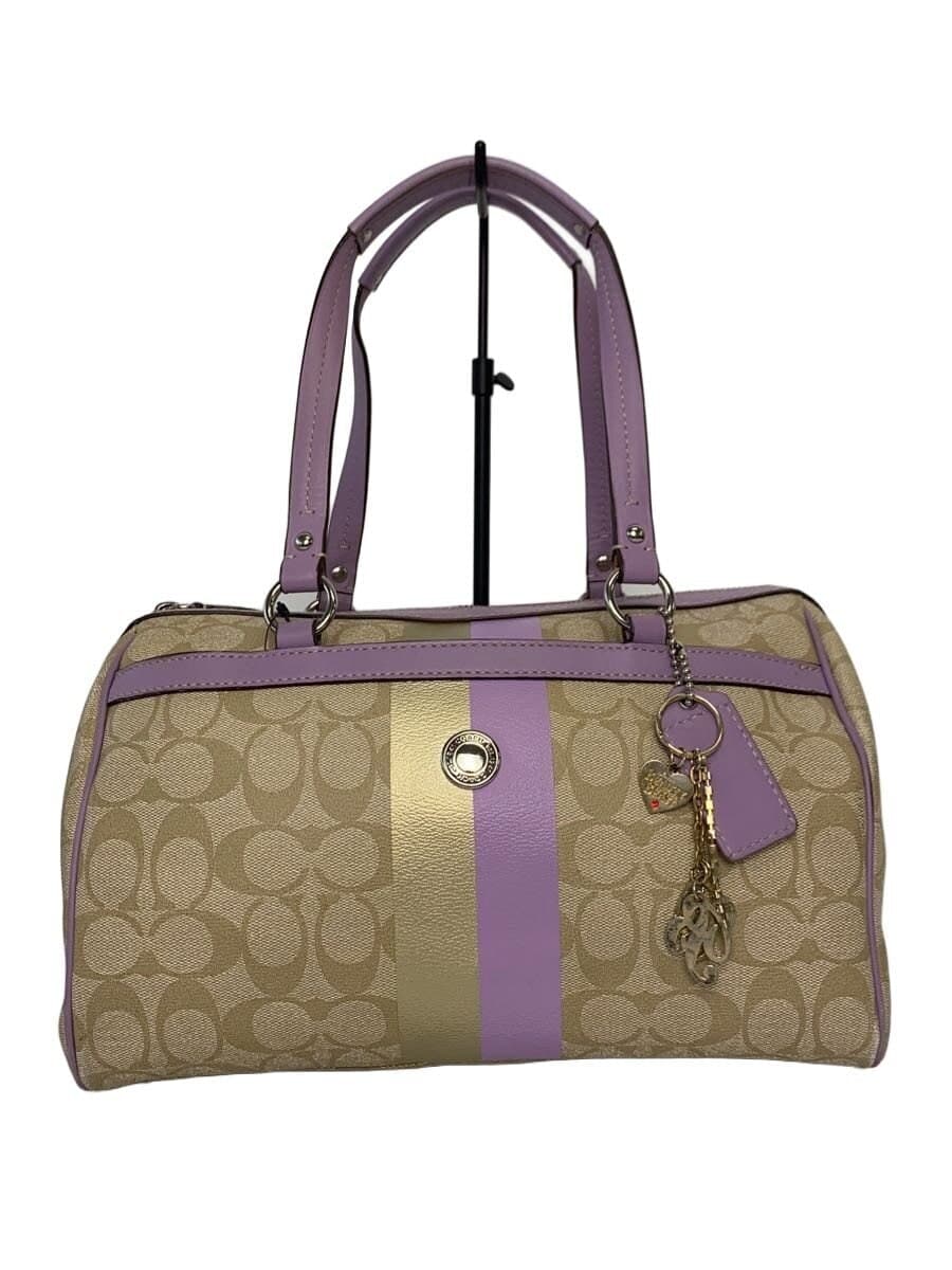 COACH Handbag_Heritage Stripe_Zip Satchel_Beige x Purple Stripe BE
