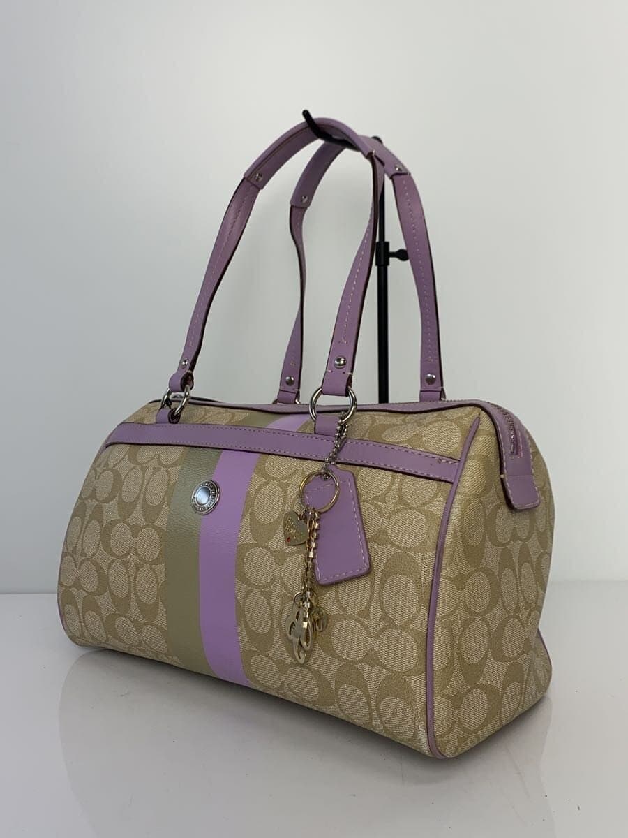 COACH Handbag_Heritage Stripe_Zip Satchel_Beige x Purple Stripe BE 2