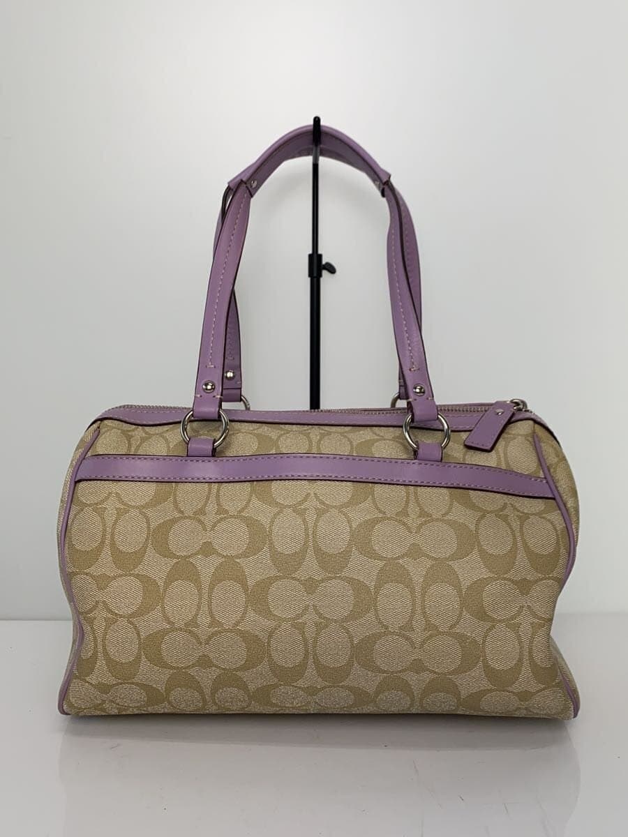 COACH Handbag_Heritage Stripe_Zip Satchel_Beige x Purple Stripe BE 3